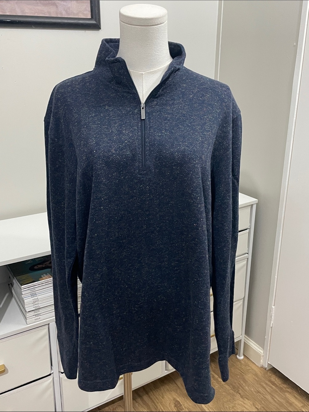 Alan Flusser Men’s Quarter Zip Sweater (L)